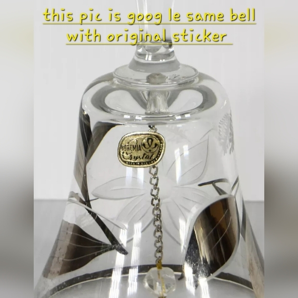 Vintage Bohemia clan crystal fine silver etched floral bell - Picture 9 of 10